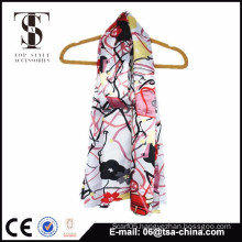 fashion women scarf with beautiful design silk feeling polyester